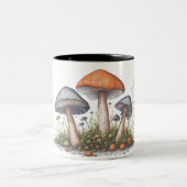 イラストレーションキノコ水彩スタイル ツートーンマグカップ (中央)