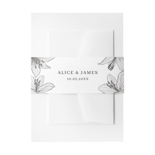 イラストレーションクラシックフローラリリー 招待状ベリーバンド (正面例)