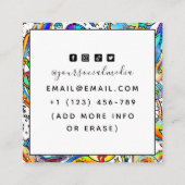 イラストレーションサイケデリックタトゥーアーティストクリエイティブ スクエア名刺 (裏面)