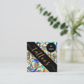 イラストレーションサイケデリックタトゥーアーティストクリエイティブ スクエア名刺 (スタンド正面)