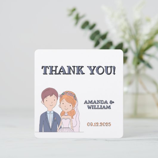 イラストレーションシンプルーの夫人たちCartoon-IikeCartoon-Iike 結婚 サンキューカード (スタンド正面)
