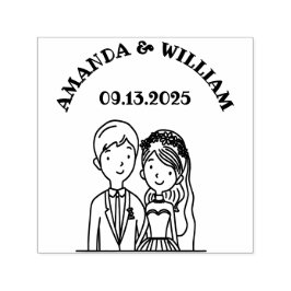 イラストレーションシンプルーの夫人たちCartoon-IikeCartoon-Iike 結婚 セルフインキングスタンプ