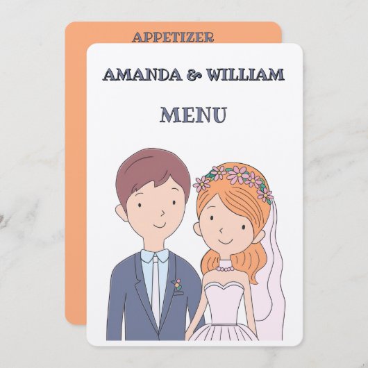 イラストレーションシンプルーの夫人たちCartoon-IikeCartoon-Iike 結婚 メニュー (正面/裏面)