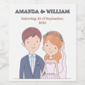 イラストレーションシンプルーの夫人たちCartoon-IikeCartoon-Iike 結婚 ワインラベル (シングルラベル)