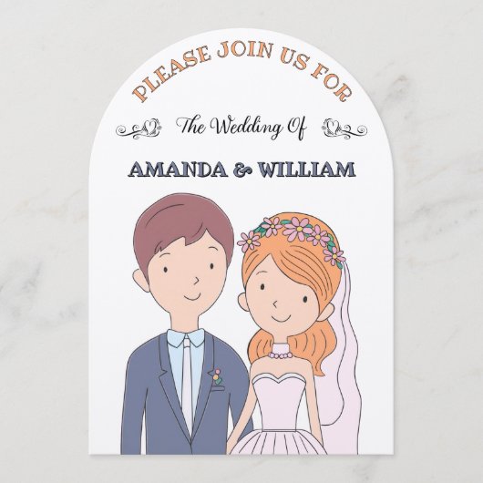 イラストレーションシンプルーの夫人たちCartoon-IikeCartoon-Iike 結婚 招待状 (正面)