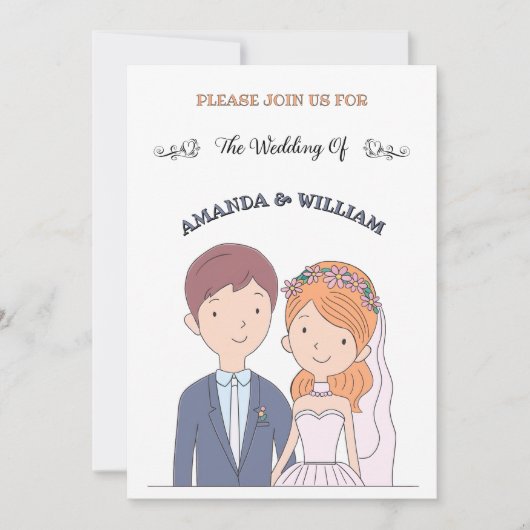 イラストレーションシンプルーの夫人たちCartoon-IikeCartoon-Iike 結婚 招待状 (正面)