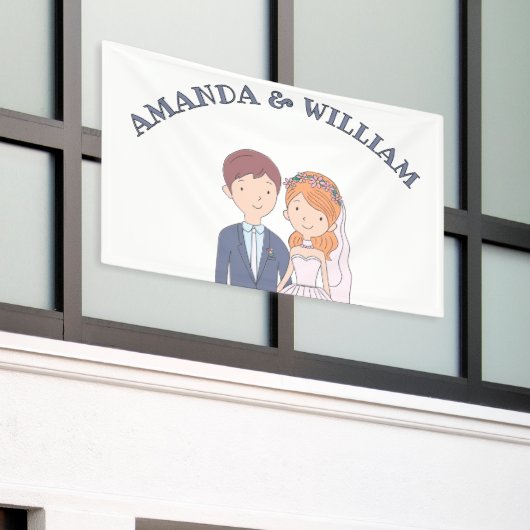 イラストレーションシンプルーの夫人たちCartoon-IikeCartoon-Iike 結婚 横断幕 (ビルの外側)