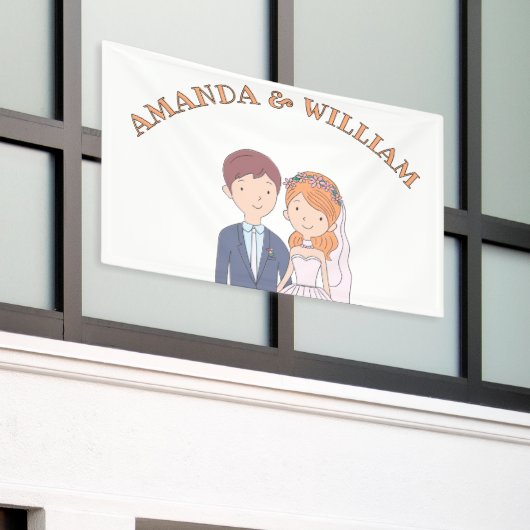 イラストレーションシンプルーの夫人たちCartoon-IikeCartoon-Iike 結婚 横断幕 (ビルの外側)