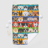 イラストレーションシームレスパターンカラフル犬 ゴルフタオル (インサイチュ)