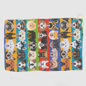 イラストレーションシームレスパターンカラフル犬 ゴルフタオル (横)