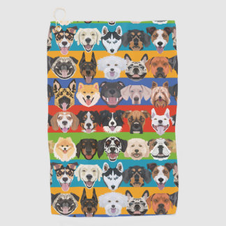 イラストレーションシームレスパターンカラフル犬 ゴルフタオル