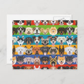 イラストレーションシームレスパターンカラフル犬 ポストカード (正面/裏面)