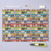 イラストレーションシームレスパターンカラフル犬 薄葉紙 (クラフト)