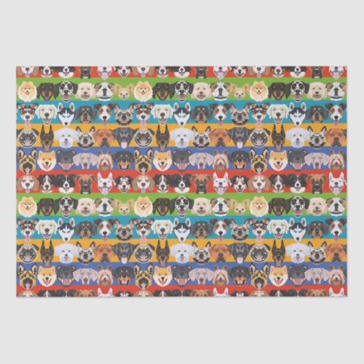 イラストレーションシームレスパターンカラフル犬 薄葉紙 (正面)
