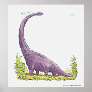 イラストレーションジラファティタン恐竜 ポスター