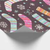 イラストレーションソックス付きシームレスなクリスマスパターン ラッピングペーパー (角)