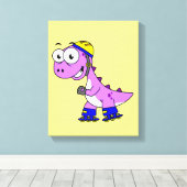 イラストレーションティラノサウルススケートで滑るのレックス。 キャンバスプリント (インサイチュ (ウッドフロア))