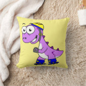 イラストレーションティラノサウルススケートで滑るのレックス。 クッション (ブランケット)