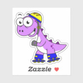 イラストレーションティラノサウルススケートで滑るのレックス。 シール (シート)