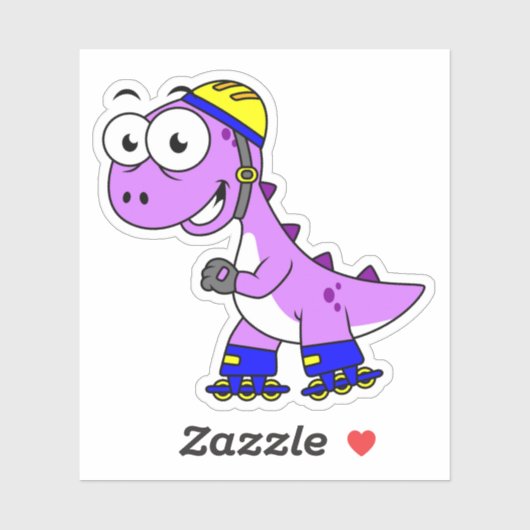 イラストレーションティラノサウルススケートで滑るのレックス。 シール (シート)