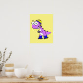 イラストレーションティラノサウルススケートで滑るのレックス。 ポスター (キッチン)