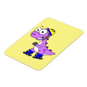 イラストレーションティラノサウルススケートで滑るのレックス。 マグネット (左側)