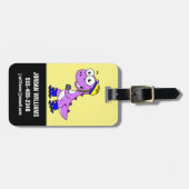 イラストレーションティラノサウルススケートで滑るのレックス。 ラゲッジタグ (正面横)