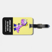 イラストレーションティラノサウルススケートで滑るのレックス。 ラゲッジタグ (裏面横)