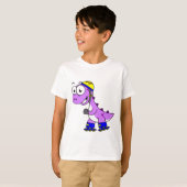 イラストレーションティラノサウルススケートで滑るのレックス。 Tシャツ (正面フル)