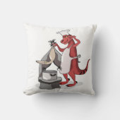 イラストレーションティラノサウルスレックスシェフ料理。 クッション (正面)