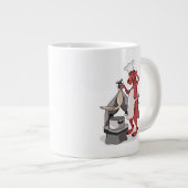 イラストレーションティラノサウルスレックスシェフ料理。 ジャンボコーヒーマグカップ (正面右)