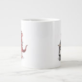 イラストレーションティラノサウルスレックスシェフ料理。 ジャンボコーヒーマグカップ (正面)