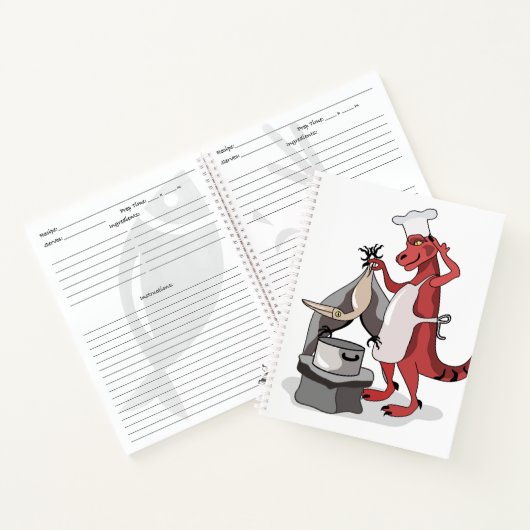 イラストレーションティラノサウルスレックスシェフ料理。 ノートブック (内部)