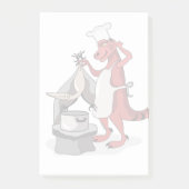 イラストレーションティラノサウルスレックスシェフ料理。 ポストイット (正面)