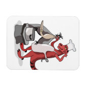 イラストレーションティラノサウルスレックスシェフ料理。 マグネット (横)