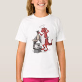 イラストレーションティラノサウルスレックスシェフ料理。 Tシャツ (正面)