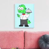 イラストレーションティラノサウルスレックス食品ウェイター。 キャンバスプリント (インサイチュ (リビング))