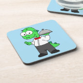 イラストレーションティラノサウルスレックス食品ウェイター。 コースター (左側)