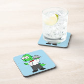 イラストレーションティラノサウルスレックス食品ウェイター。 コースター (右側)