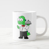 イラストレーションティラノサウルスレックス食品ウェイター。 ジャンボコーヒーマグカップ (右)