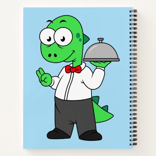 イラストレーションティラノサウルスレックス食品ウェイター。 ノートブック (裏面)