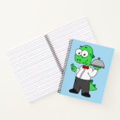 イラストレーションティラノサウルスレックス食品ウェイター。 ノートブック (内部)