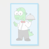 イラストレーションティラノサウルスレックス食品ウェイター。 ポストイット (正面)