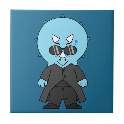 イラストレーショントリケラトプス。 タイル (正面)