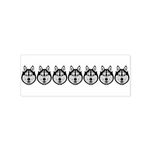 イラストレーションドッグ顔シベリアハスキー ラバースタンプ (押印)