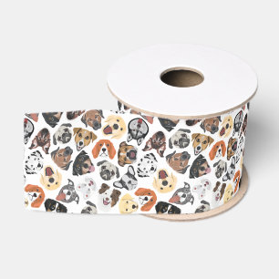 イラストレーションパターン甘い国内犬 グログランリボン
