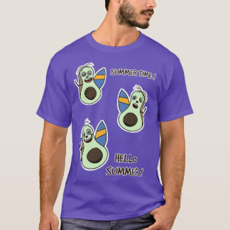 イラストレーションパックのアボカドサーフィンサマータイムB Tシャツ