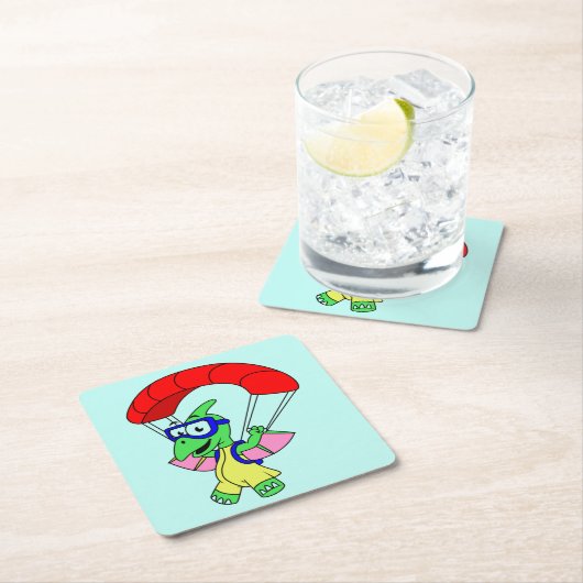 イラストレーションパラシュートの。 スクエアペーパーコースター (インサイチュ)