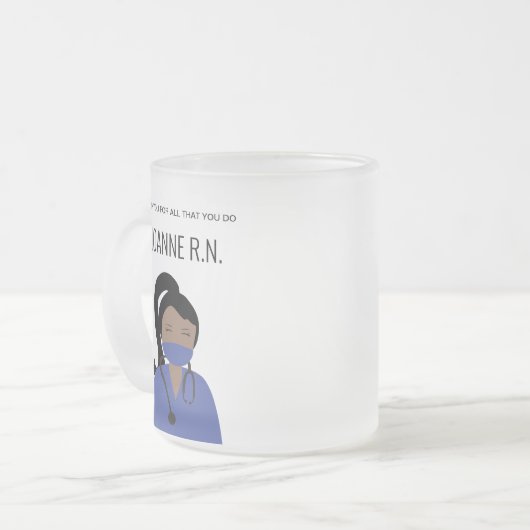 イラストレーションパーソナライズされたありがとうナース フロストグラスマグカップ (正面左)