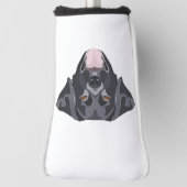 イラストレーションブラックラブラドールリトリーバーとスマイル ゴルフヘッドカバー (回転90)